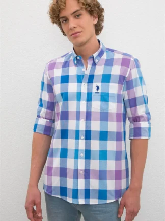 پیراهن چهارخانه مردانه یو اس پولو 50219626-VR037