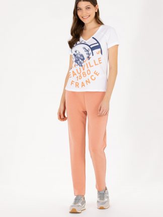 شلوار راحتی زنانه صورتی پودری یو اس پولو