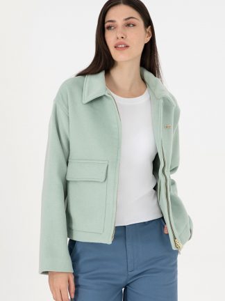 کاپشن زنانه آبی فیروزه ای یو اس پولو