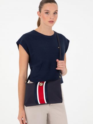 کیف دوشی زنانه سرمه ای یو اس پولو