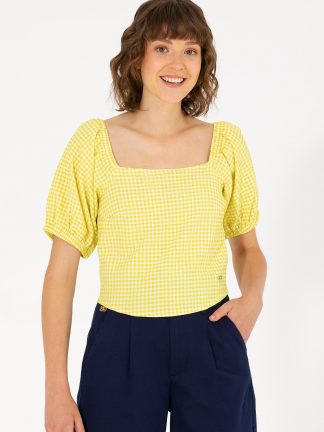 شومیز زنانه زرد روشن یو اس پولو