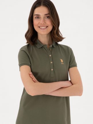 پیراهن و لباس مجلسی زنانه خاکی تیره یو اس پولو