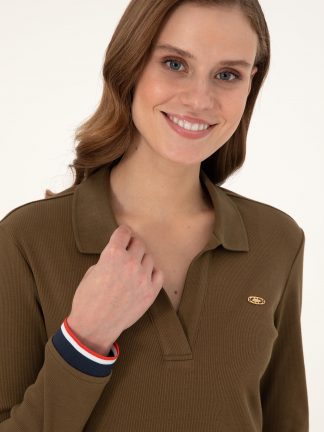 پیراهن و لباس مجلسی زنانه خاکی روشن یو اس پولو