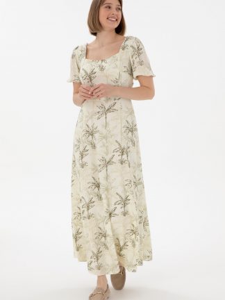 پیراهن و لباس مجلسی زنانه لیمویی یو اس پولو