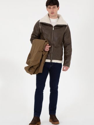 کاپشن مردانه خاکی روشن یو اس پولو