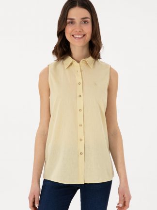 شومیز زنانه خاکی روشن یو اس پولو