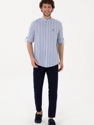 شلوار کتان مردانه سرمه ای یو اس پولو