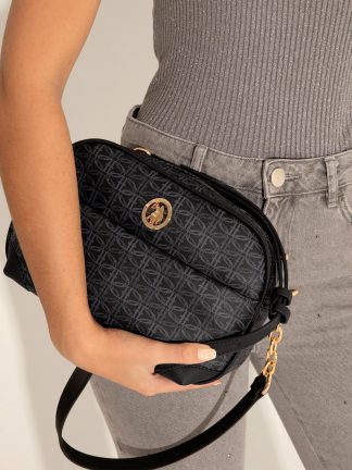 کیف دوشی زنانه مشکی یو اس پولو