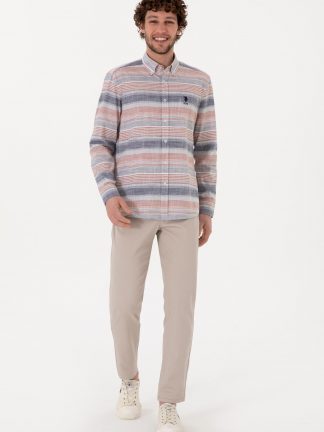 شلوار کتان مردانه طوسی یو اس پولو