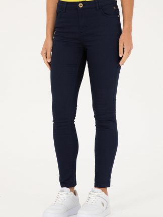 شلوار کتان زنانه سرمه ای یو اس پولو