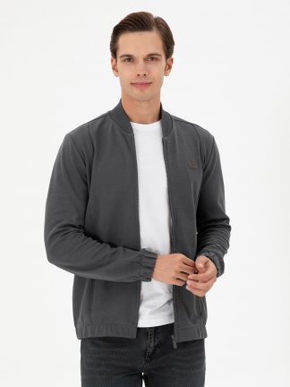 ژاکت مردانه خاکستری تیره یو اس پولو