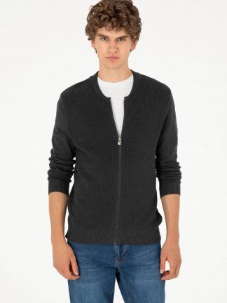 ژاکت مردانه خاکستری تیره یو اس پولو