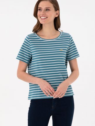 تیشرت زنانه آبی نفتی یو اس پولو