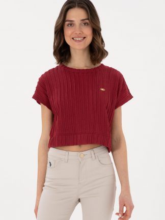 تیشرت زنانه آلبالویی یو اس پولو