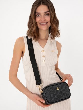 کیف دوشی زنانه مشکی یو اس پولو