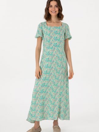 پیراهن و لباس مجلسی زنانه آبی فیروزه ای یو اس پولو