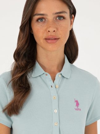 پیراهن و لباس مجلسی زنانه آبی فیروزه ای یو اس پولو