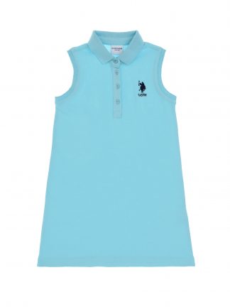 پیراهن دخترانه آبی فیروزه ای یو اس پولو