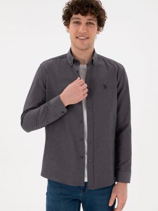 پیراهن مردانه خاکستری تیره یو اس پولو