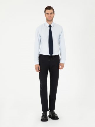 شلوار کتان مردانه سرمه ای پیرکاردین