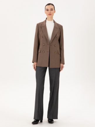 شلوار پارچه ای زنانه خاکستری تیره پیرکاردین