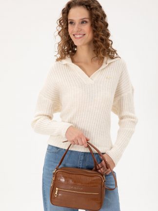 کیف دوشی زنانه قهوه ای یو اس پولو