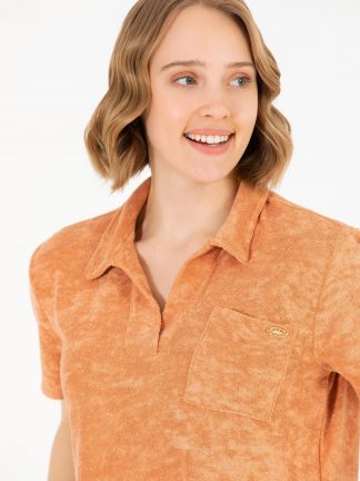 تیشرت زنانه صورتی پودری یو اس پولو