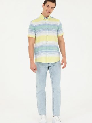 شلوار جین بگی مردانه آبی روشن یو اس پولو