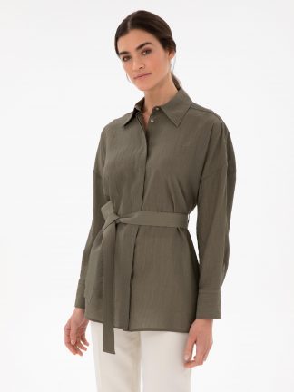 شومیز زنانه خاکی روشن پیرکاردین