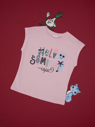 تی شرت دخترانه صورتی روشن یو اس پولو