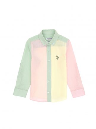 پیراهن پسرانه آبی فیروزه ای یو اس پولو