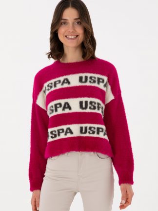 پلیور زنانه صورتی روشن یو اس پولو