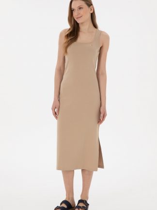 پیراهن و لباس مجلسی زنانه بژ یو اس پولو