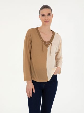 بلوز زنانه بژ پیرکاردین