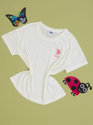تی شرت دخترانه سفید یو اس پولو
