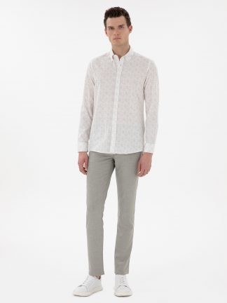 شلوار کتان مردانه خاکی روشن پیرکاردین