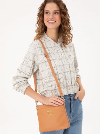 کیف دوشی زنانه قهوه ای یو اس پولو