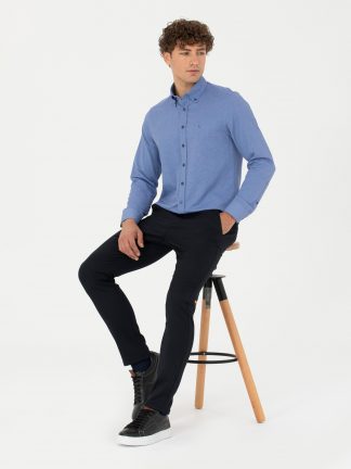 شلوار کتان مردانه سرمه ای پیرکاردین