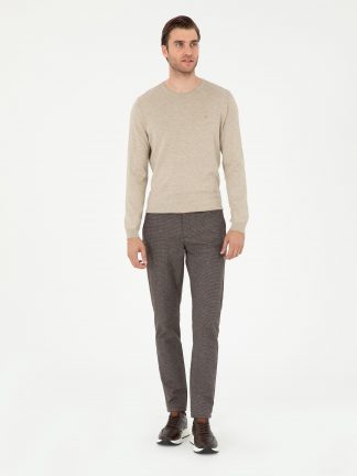 شلوار کتان مردانه قهوه ای پیرکاردین