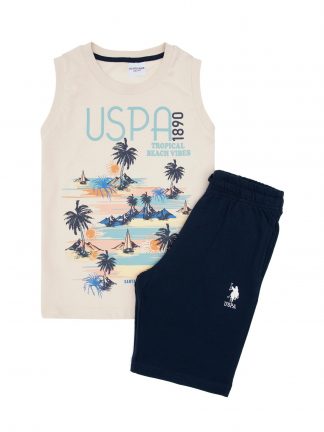 لباس خواب پسرانه بژ یو اس پولو