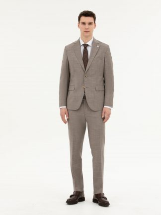 کت و شلوار مردانه قهوه ای روشن پیرکاردین