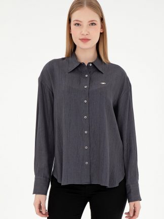 شومیز زنانه خاکستری تیره یو اس پولو