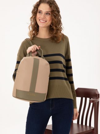 کوله پشتی زنانه کرم یو اس پولو