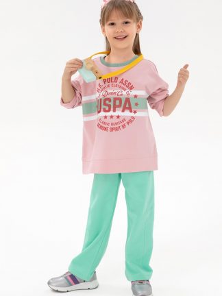 سویشرت دخترانه صورتی یو اس پولو