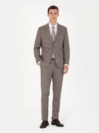 کت و شلوار مردانه قهوه ای روشن پیرکاردین