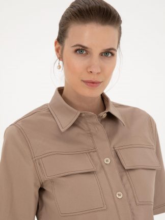 شومیز زنانه بژ پیرکاردین