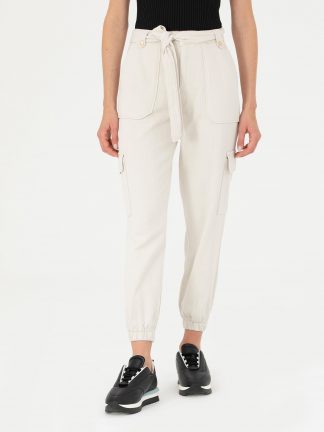 شلوار کتان زنانه کرم پیرکاردین