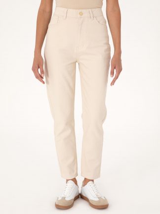 شلوار جین مام فیت زنانه بژ پیرکاردین