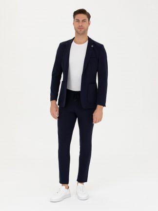 شلوار پارچه ای مردانه سرمه ای پیرکاردین