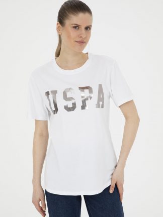 تیشرت زنانه سفید یو اس پولو